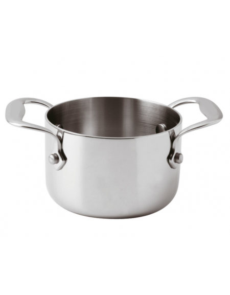 Casseruola alta Monoporzione per servizio a tavola in acciaio inox, 2 maniglie - lt. 0,50, Ø cm 10, h cm 6,5