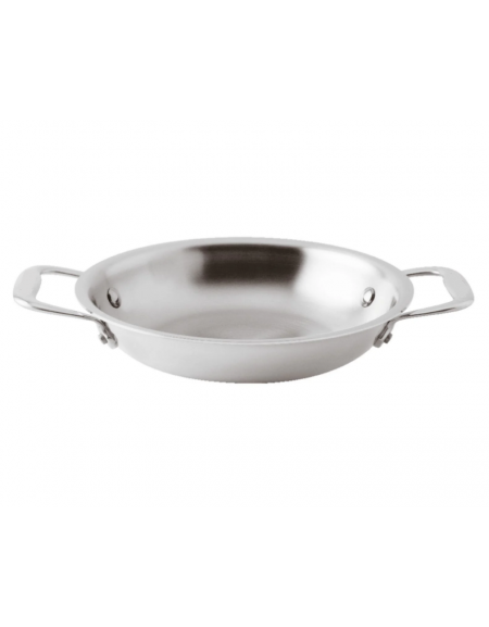 Padella gratin monoporzione per servizio a tavola in acciaio inox - lt. 0,50 -Diametro cm 16 - h cm 3,5