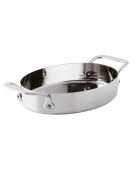 Tegame ovale monoporzione per servizio a tavola in acciaio inox - lt. 0,48 - cm 17x13x3,5h