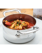 Casseruola alta Monoporzione per servizio a tavola in acciaio inox, 2 maniglie - lt. 0,50, Ø cm 10, h cm 6,5