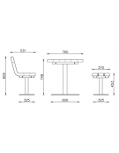 Set composto da tavolo accessibile + 2 panchine senza schienale, in acciaio e doghe in legno di pino - cm  L150x74,8h