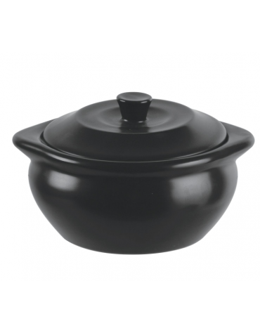 Casseruola monoporzione con coperchio per servizio a tavola in ceramica stoneware - Diametro Ø cm 11,5 - h cm 5,5