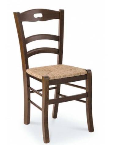 Sedia in legno di faggio con seduta in paglia - cm 45x45x88h