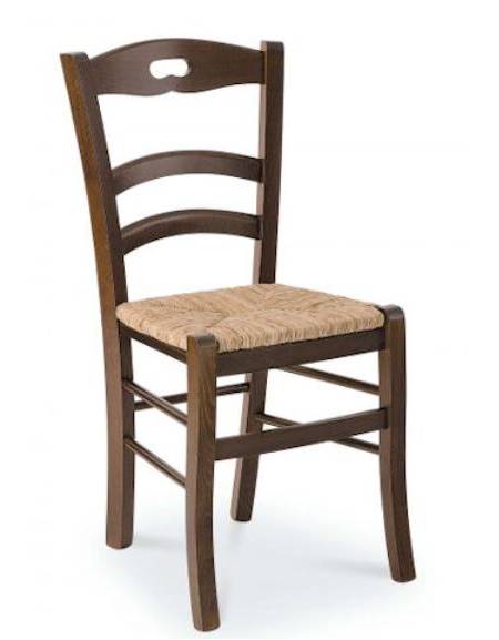 Sedia in legno di faggio con seduta in paglia - cm 45x45x88h