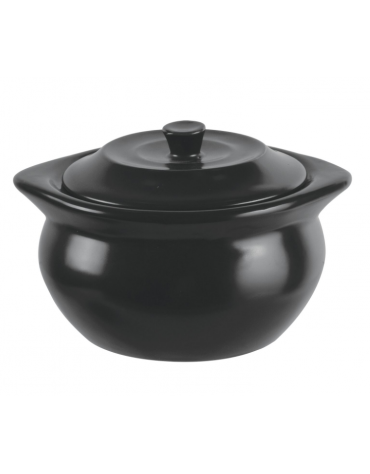 Casseruola monoporzione con coperchio per servizio a tavola in ceramica stoneware - Diametro Ø cm 13 - h cm 7,5
