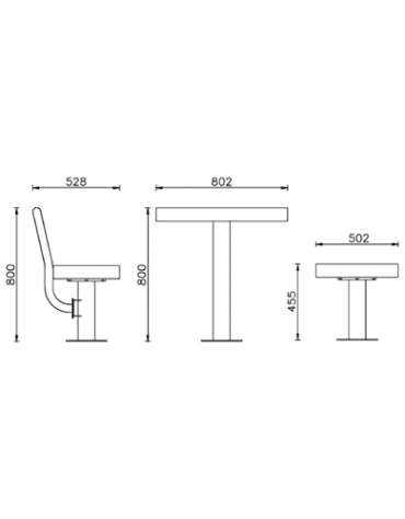 Set composto da tavolo + 2 panchine con schienale, struttura tonda in acciaio, con legno di pregio - cm 180x80h