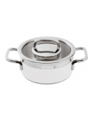 Casseruola bassa inox con coperchio, colore finitura esterna Bianco verniciato - Diametro cm 16, Altezza cm 8, Capacità lt 1,6