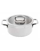 Casseruola bassa inox con coperchio, colore finitura esterna Bianco verniciato - Diametro cm 20, Altezza cm 10, Capacità lt 3,1