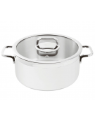 Casseruola bassa inox con coperchio, colore finitura esterna Bianco verniciato - Diametro cm 24, Altezza cm 12, Capacità lt 5,4