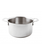 Casseruola alta in acciaio inox-alluminio, 2 maniglie inox, fondo in alluminio - capacità lt. 5,9 - Ø cm 24 - h cm 14