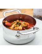 Pentola monoporzione per servizio a tavola in acciaio inox - lt. 0,60 - Diametro Ø cm 12 - h cm 6