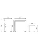 Set composto da tavolo + 4 sedie senza schienale, struttura acciaio ,seduta e piano in legno di pino - cm 180x78h