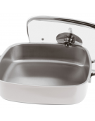 Casseruola carrè in acciaio inox con coperchio, colore finitura esterna Bianco verniciato - Capacità lt 4 - cm 27x27x7h