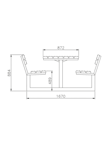 Set composto da tavolo + 2 panchine con schienale, struttura unica in acciaio con legno di pregio - cm 200x88,4h