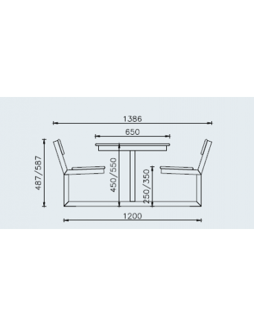 Mini set composto da tavolo + 2 panchine senza schienale, struttura unica in acciaio con legno di pregio - Lunghezza cm 120