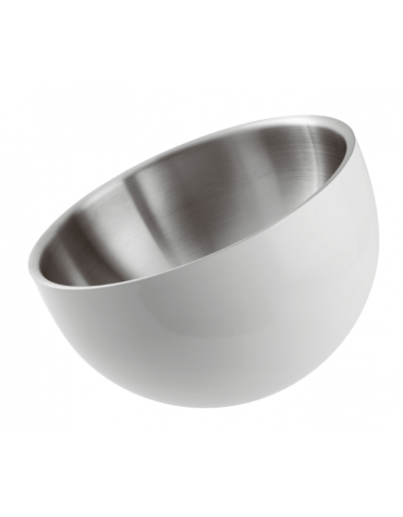 Ciotola insalatiera doppia parete in acciaio inox, colore finitura esterna Bianco verniciato - Diametro cm 18 - Altezza cm 14