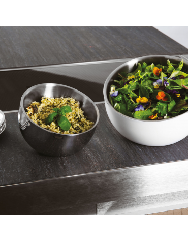 Ciotola insalatiera doppia parete in acciaio inox, colore finitura esterna Bianco verniciato - Diametro cm 18 - Altezza cm 14