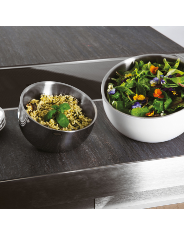 Ciotola insalatiera doppia parete in acciaio inox, colore finitura esterna Bianco verniciato - Diametro cm 24 - Altezza cm 18,2