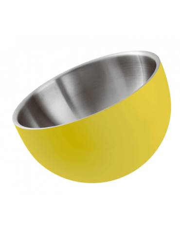 Ciotola insalatiera doppia parete in acciaio inox, colore finitura esterna Giallo verniciato - Diametro cm 18 - Altezza cm 14
