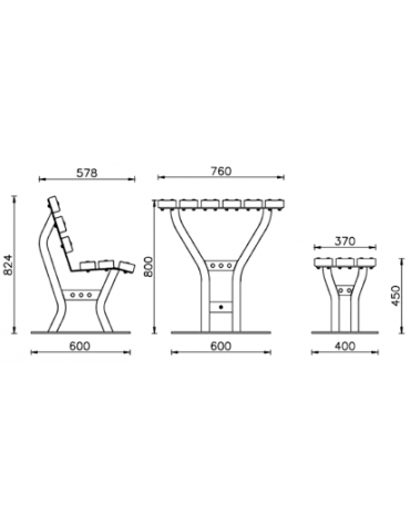 Set composto da tavolo + 2 panchine con schienale in legno di pregio, struttura in acciaio verniciato - cm 200x80h