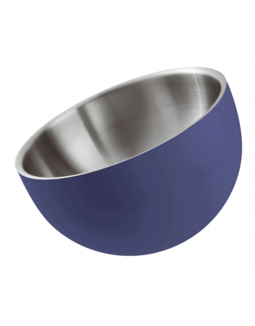 Ciotola insalatiera doppia parete in acciaio inox, colore finitura esterna Blu verniciato - Diametro cm 18 - Altezza cm 14