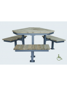 Set composto da un tavolo e tre panchine piane in acciaio zincato e verniciato con legno di pregio - cm 226,2x80h