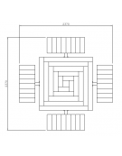 Set composto da un tavolo quadrato e quattro panchine piane in acciaio con legno di pino - cm 237x237x80h