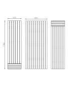 Set composto da un tavolo e due panchine piane con legno di pregio - cm L176x72,8h