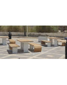 Set composto da un tavolo e due panchine piane con legno di pregio - cm L176x72,8h