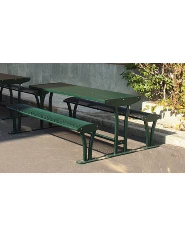 Set composto da tavolo + 2 panchine con schienale, struttura in acciaio zincato e verniciato - cm 161,5x84,8h