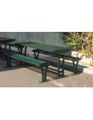 Set composto da tavolo + 2 panchine senza schienale, struttura in acciaio zincato e verniciato - cm L161,5x84,8h