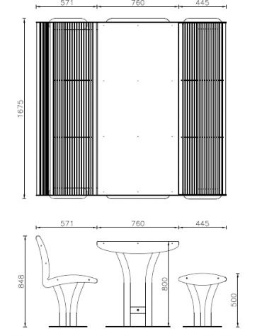 Set composto da tavolo + 2 panchine senza schienale, struttura in acciaio zincato e verniciato - cm L161,5x84,8h