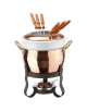 Set fonduta pentola in rame con rivestimento in ceramica e struttura in metallo - Diametro Ø cm 16 - Altezza cm 26
