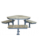 Set composto da un tavolo e tre panchine piane in acciaio zincato e verniciato con legno di pino - cm 226,2x80h