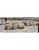 Set composto da un tavolo e due panchine piane con legno di pino - cm 176x72,8h