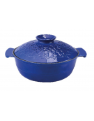 Casseruola bassa in ghisa smaltata con coperchio - colore blu - 4-6 pozioni - Litri 4,35 -Diametro Ø cm 26 - Altezza cm 11,5