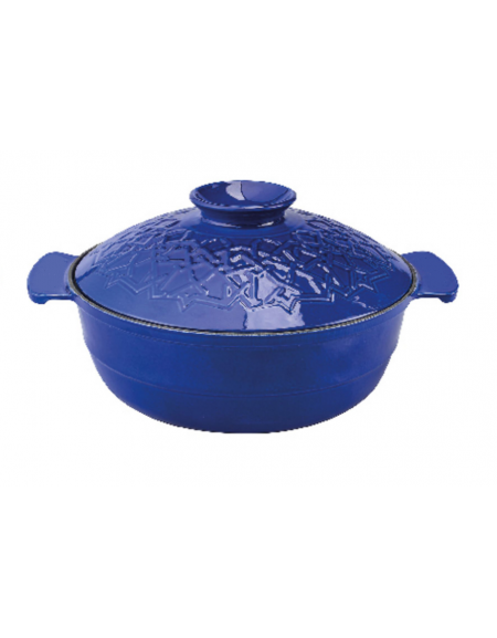 Casseruola bassa in ghisa smaltata con coperchio - colore blu - 4,35 Litri - 4-6 pozioni - Diametro Ø cm 26 - Altezza cm 11,5