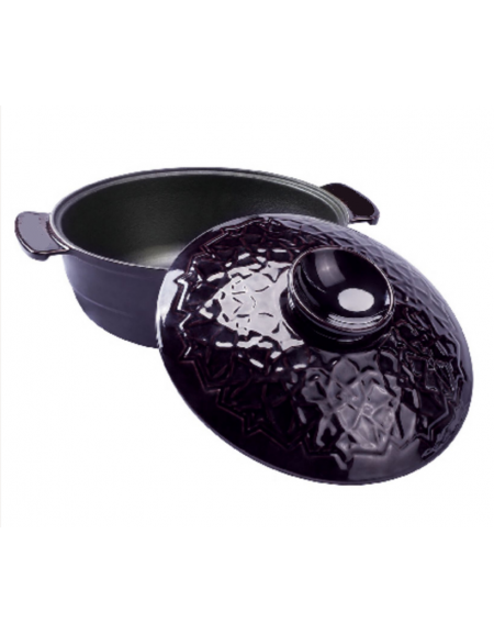 Casseruola bassa in ghisa smaltata con coperchio - colore viola - 4,35 Litri - 4-6 pozioni - Diametro Ø cm 26 - Altezza cm 11,5