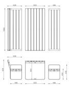 Set composto da tavolo + 2 panchine con schienale, struttura piatta in acciaio, con legno di pregio - cm 180x83,8h
