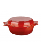 Casseruola bassa in ghisa per pane con coperchio - colore rosso - 4-6 pozioni - Litri 3,56 - Diametro Ø cm 24 - Altezza cm 10,8