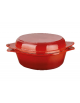 Casseruola bassa in ghisa per pane con coperchio - colore rosso - 4-6 pozioni - Litri 3,56 - Diametro Ø cm 24 - Altezza cm 10,8
