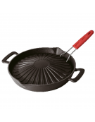 Padella grill in ghisa con coprimanico in silicone - 6-8 pozioni - Diametro Ø cm 32 - Altezza cm 6