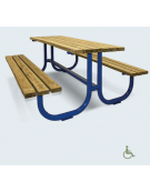 Set composto da tavolo + 2 panchine con schienale in legno di pregio, struttura in acciaio verniciato - cm 200x80h