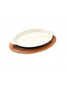 Piatto fajita in ghisa smaltata con supporto in legno di faggio - 1 porzioni - Litri 0,55 - dimensioni cm 18x24x4h