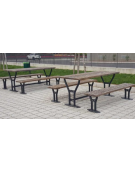 Set composto da tavolo + 2 panchine con schienale in legno di pino, struttura in acciaio verniciato - cm 200x82,4h