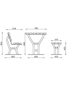 Set composto da tavolo + 2 panchine con schienale in legno di pino, struttura in acciaio verniciato - cm 200x82,4h
