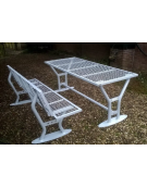 Set Pic Nic con 2 panche senza schienale in acciaio zincato - cm 182x81,9h