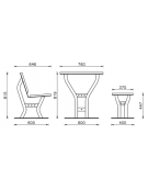 Set Pic Nic con 2 panche con schienale in acciaio zincato - cm 182x81,9h