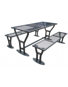 Set Pic Nic con 2 panche con schienale in acciaio zincato - cm 182x81,9h
