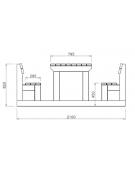 Set tavolo e 2 panche con schienale per pic-nic realizzato in legno di pino impregnato in autoclave - cm 190x82h